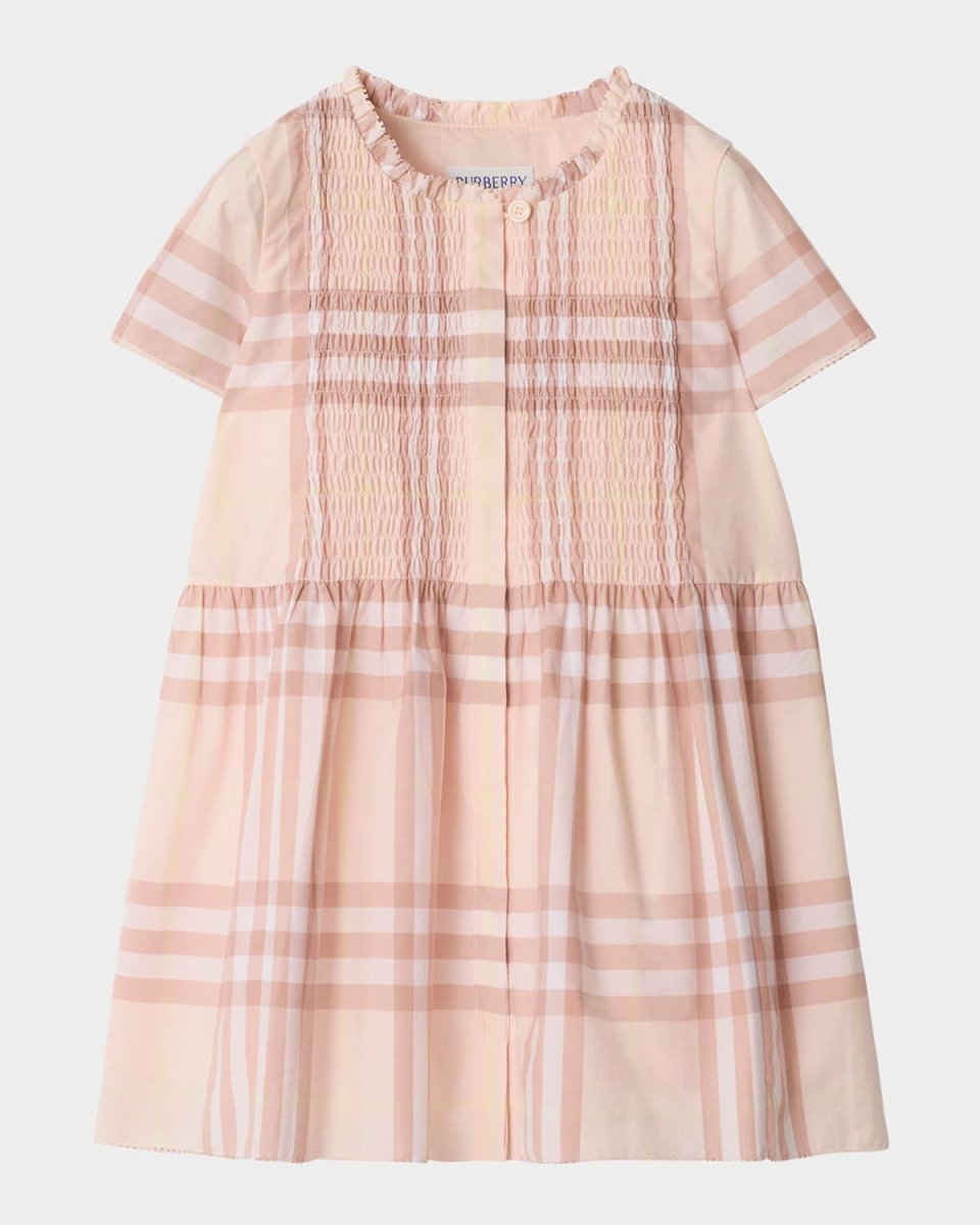 Girl's Rose Check Smocked Dress, Size 3-